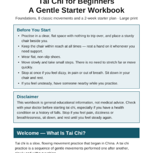 Tai Chi for Beginners Printable Workbook — Foundations, 8 Movements & 2-Week Starter Plan