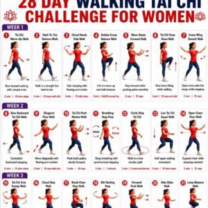 28 Day Walking Tai Chi Challenge for Women – Printable PDF – 4 Week Balance & Flexibility Program – All Levels – Gentle Daily Workout